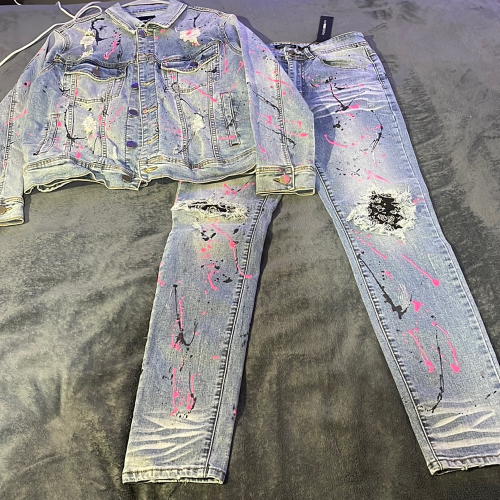 Fashion nova jean jacket and matching jeans
